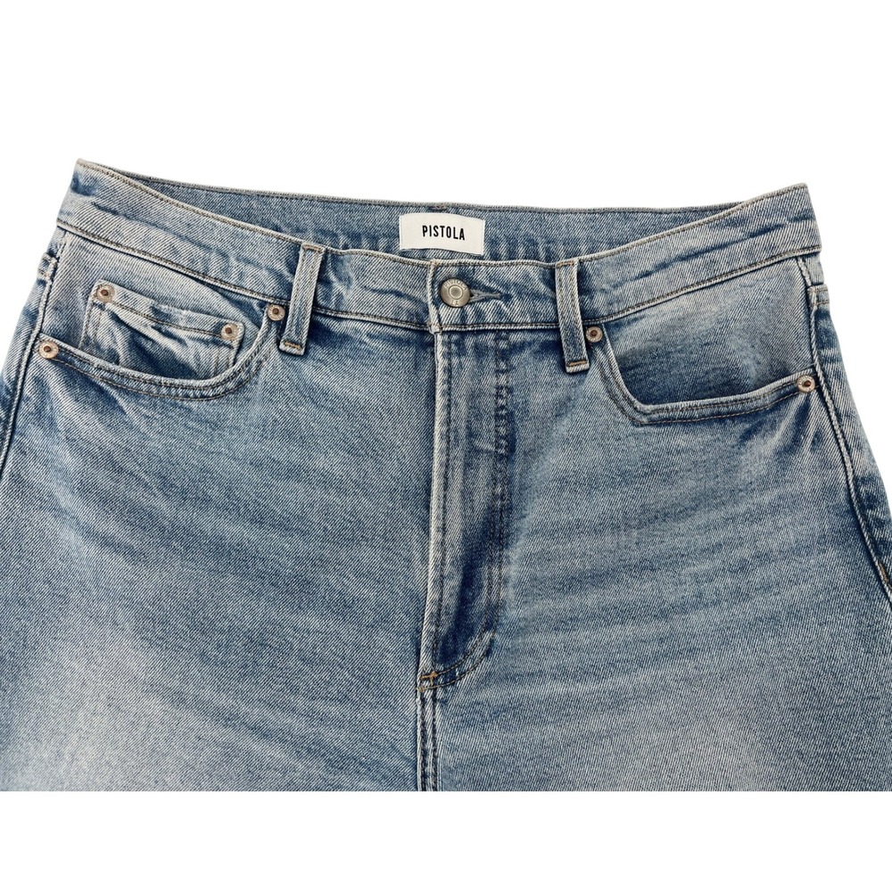 Pistola Lana Crop Wide Leg Jeans in Snowcat Raw Hem Cuffed Blue Denim Size 31 - Picture 8 of 12